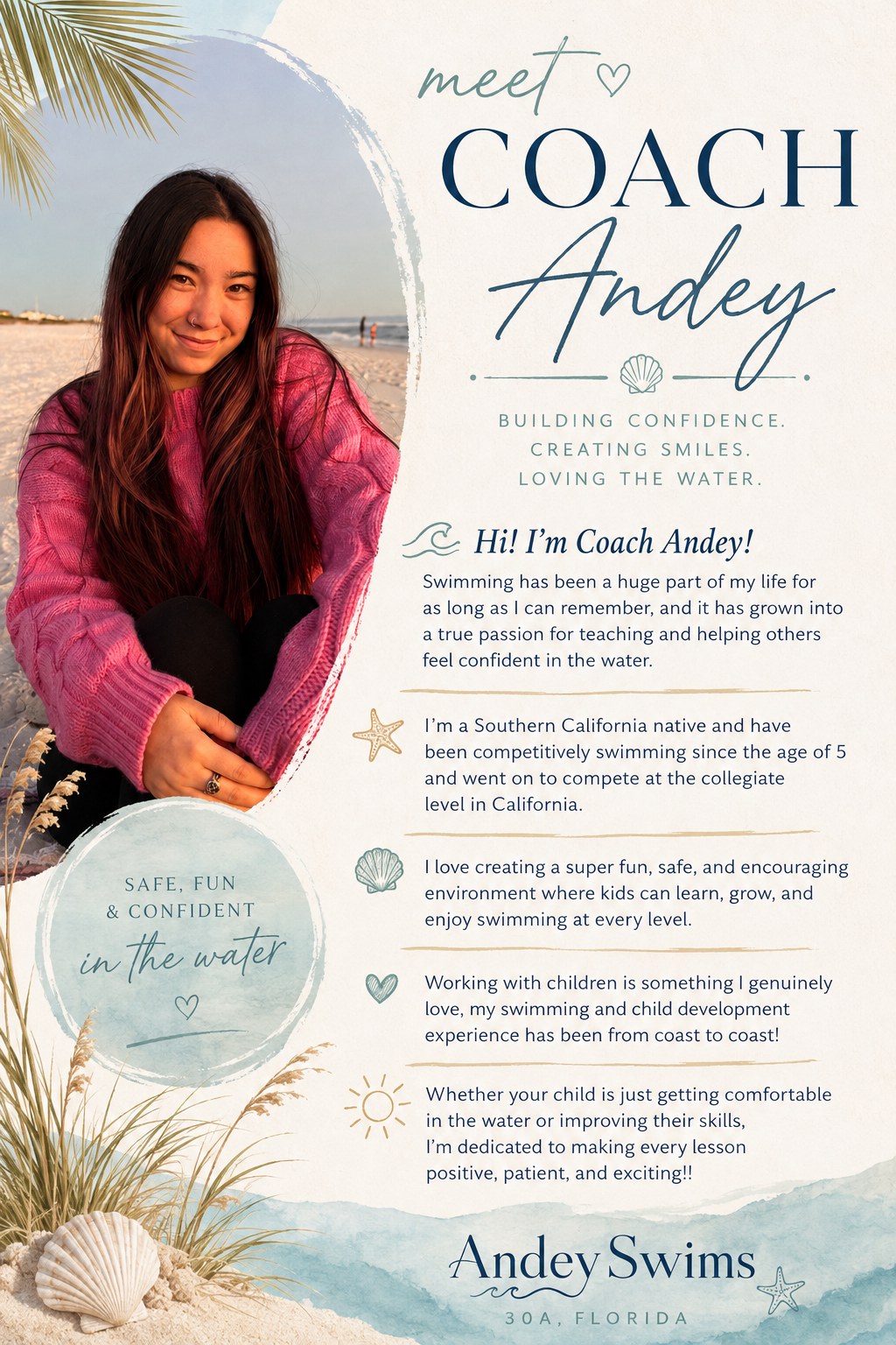 Coach Andey on the beach — Andey’s Beachside Babysitting & Swim